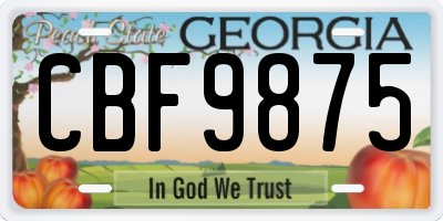 GA license plate CBF9875