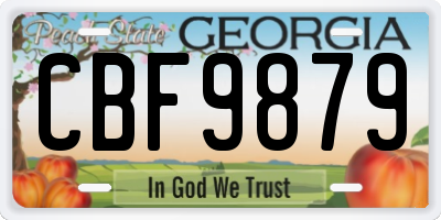 GA license plate CBF9879