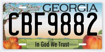 GA license plate CBF9882