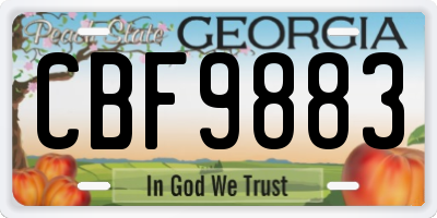 GA license plate CBF9883