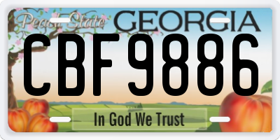 GA license plate CBF9886