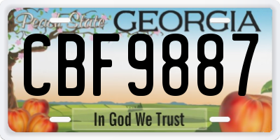 GA license plate CBF9887