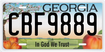 GA license plate CBF9889