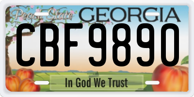 GA license plate CBF9890