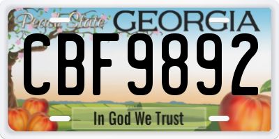 GA license plate CBF9892