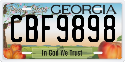 GA license plate CBF9898