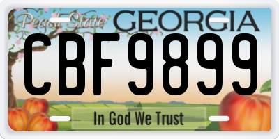 GA license plate CBF9899