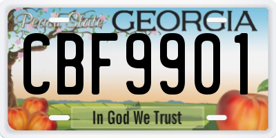 GA license plate CBF9901