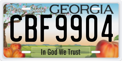 GA license plate CBF9904