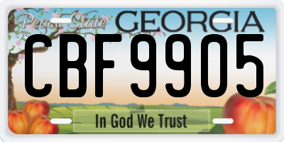 GA license plate CBF9905