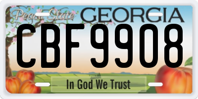 GA license plate CBF9908