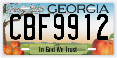 GA license plate CBF9912