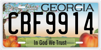 GA license plate CBF9914