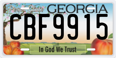 GA license plate CBF9915