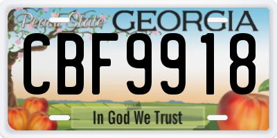 GA license plate CBF9918