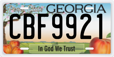 GA license plate CBF9921
