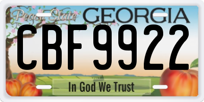 GA license plate CBF9922