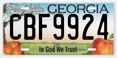 GA license plate CBF9924