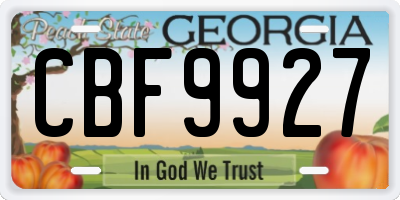 GA license plate CBF9927