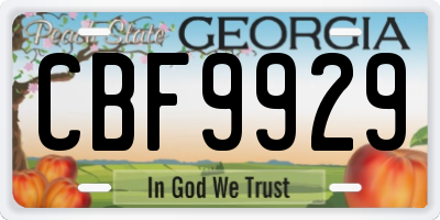 GA license plate CBF9929