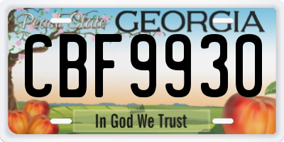 GA license plate CBF9930