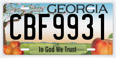 GA license plate CBF9931