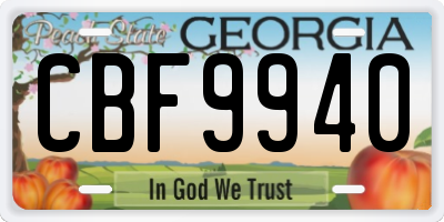 GA license plate CBF9940