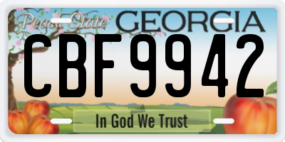 GA license plate CBF9942