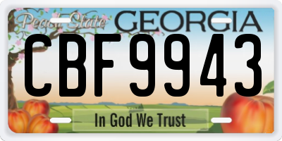 GA license plate CBF9943