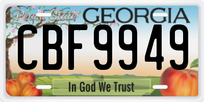 GA license plate CBF9949