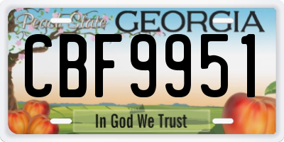 GA license plate CBF9951