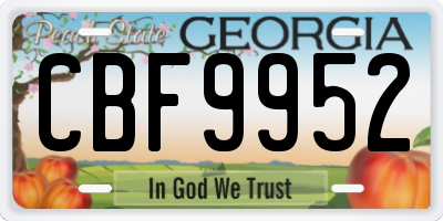 GA license plate CBF9952