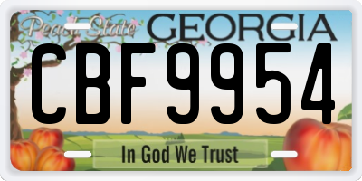 GA license plate CBF9954
