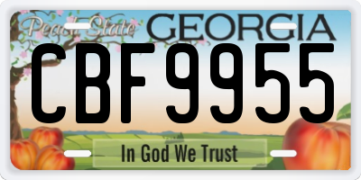 GA license plate CBF9955