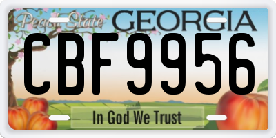 GA license plate CBF9956