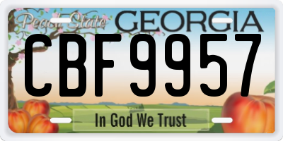 GA license plate CBF9957