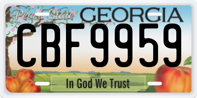 GA license plate CBF9959