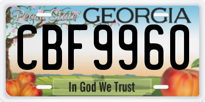 GA license plate CBF9960