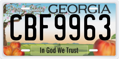 GA license plate CBF9963