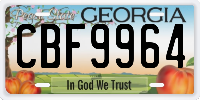 GA license plate CBF9964
