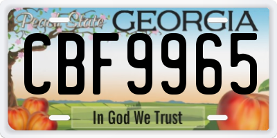 GA license plate CBF9965