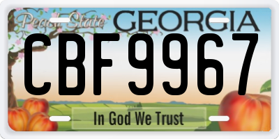 GA license plate CBF9967