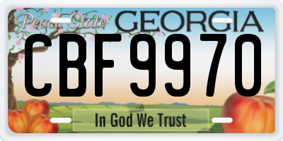 GA license plate CBF9970