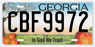 GA license plate CBF9972