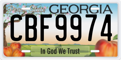 GA license plate CBF9974