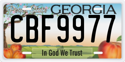 GA license plate CBF9977
