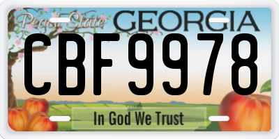 GA license plate CBF9978
