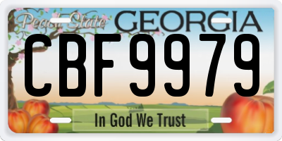 GA license plate CBF9979