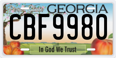 GA license plate CBF9980