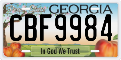 GA license plate CBF9984
